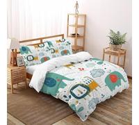 XIKMLSID animali carini,Set Di Biancheria Da Letto Con Motivo 3D,Elefante Lion Motivo, Microfibra,Anti Allergy,3 Pezzi Double(200x200cm)