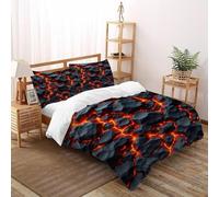 XIKMLSID Arte Set Di Biancheria Da Letto Con Motivo 3D, Lava Motivo, Microfibra,Anti Allergy,100% Cotone,3 Pezzi Super King(260x220cm)