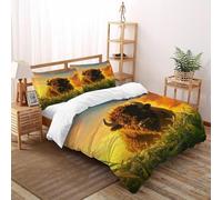 XIKMLSID Bison Sky 3 Pezzi Set Di Biancheria Da Letto, fauna selvatica Disegno 3D,microfibra,Anti Allergy,cotone,adatto Per Famiglie, Adatto Per Ragazzi E Ragazze King（220x240cm）