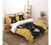 XIKMLSID Bulldog francese 3 Pezzi Set Di Biancheria Da Letto Per Bambini,Dolce E Confortevole,Animali Disegno 3D,fibra Ultrafine,Adatto Per Adulti E Bambini King（220x240cm）
