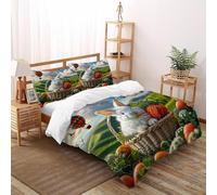 XIKMLSID Coniglio cesto 3 Pezzi animali carini 3D, Microfibra Moderno,cotone,Adatto Per Adulti E Bambini,Con Cuscino Super King（260x220cm）