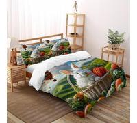 XIKMLSID Coniglio cesto 3 Pezzi animali carini 3D,microfibra Moderno,Dolce E Confortevole Cotone,Adatto Per Adulti E Bambini,Con Cuscino Double（200x200cm）