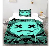 XIKMLSID Espressione blu 2 Pezzi Arte 3D, Microfibra Moderno,cotone,Adatto Per Adulti E Bambini,Con Cuscino Single（135x200cm）
