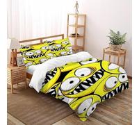 XIKMLSID Espressione gialla 3 Pezzi Arte Tema 3D,Adatto Per Adulti E Bambini,Anti Allergy Cotton Quilt Cover Cotone Double（200x200cm）