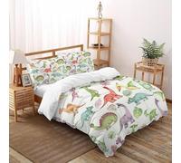 XIKMLSID fauna selvatica,Set Di Biancheria Da Letto Con Motivo 3D,foglie di dinosauri Motivo,microfibra,Anti Allergy,3 Pezzi Adatto Per Ragazzi E Ragazze Super King（260x220cm）
