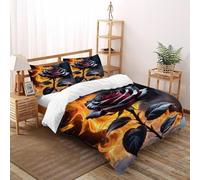 XIKMLSID Fiamma Rose 3 Pezzi Set Di Biancheria Da Letto, Arte Disegno 3D,microfibra,Dolce E Confortevole,moderno Anti Allergy,Adatto Per Ragazzi E Ragazze Super King(260x220cm)