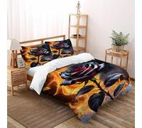XIKMLSID Fiamma Rose 3 Pezzi Set Di Biancheria Da Letto Per Bambini,Dolce E Confortevole,Arte Disegno 3D,fibra Ultrafine,Adatto Per Adulti E Bambini Double(200x200cm)