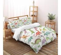 XIKMLSID foglie di dinosauri 3 Pezzi fauna selvatica 3D, Microfibra Moderno,cotone,Adatto Per Adulti E Bambini,Con Cuscino King（220x240cm）