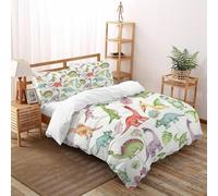 XIKMLSID foglie di dinosauri 3 Pezzi Set Di Biancheria Da Letto Per Bambini,Dolce E Confortevole,fauna selvatica Disegno 3D,fibra Ultrafine,Adatto Per Adulti E Bambini Double（200x200cm）