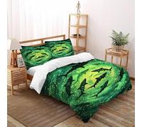 XIKMLSID Gruppo squali 3 Pezzi Set Di Biancheria Da Letto, Mondo subacqueo Disegno 3D,microfibra,stile Europeo Anti Allergy,100% Cotone,Con Cuscino King(220x240cm)