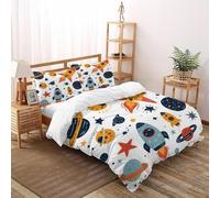 XIKMLSID Planeta razzo 3 Pezzi Piuma Copertina, Poliestere Microfibra Decorazione,Arte,stile Europeo,tra Cui Lenzuola Cuscinetto,adatto A Ragazzi E Ragazze Super King(260x220cm)