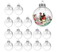 XIKTTK 16 palline di Natale in plastica trasparente, in acrilico trasparente, riempibili e trasparenti, da dipingere, 6 cm