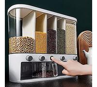 Xilei Dispenser per alimenti secchi, dispenser per cereali a parete a 5 griglie, dispenser per riso da 11,3 kg da cucina con misurino