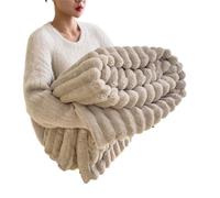 XILENY Coperta Pile Matrimoniale 200x230 cmMorbido Caldo Plaid Peloso di Pelliccia Sintetica Coperta Letto Matrimoniale Coperta Divano Invernale Lavabile per Inverno Autunno(Bianco Latte Addensato)
