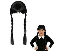 XILEPINGAN Parrucca Mercoledi Addams, Parrucca di Mercoledi Addams, Nero Parrucche di mercoledì, Ideale per Cosplay, Halloween e Feste in Maschera