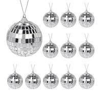 XileStore 12 Pezzi Palla Da Discoteca, Riflessi Brillanti, Palla Specchiata Argentata Per Bar, Matrimoni E Feste (3Cm, Argentato)