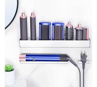 XILIMEN Supporto Phon da Parete, Porta Phon Adesivo Bagno, Supporto per Asciugacapelli, Accessori Styler Curling Device, Porta Phon da Parete, Porta Piastra per Capelli Senza Foratura (Argento)