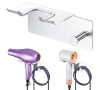 XILIMOR Porta Asciugacapelli da Parete, Porta Phon da Muro Supporto Phon da Parete Metallo,Supporto Adesivo per Asciugacapelli da Appendere per Armadietto Bagno Camera da Letto Barbieri