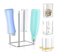 XILIMOR Scolabottiglie, Scola Biberon, Porta Biberon Da Cucina, Scola Biberon In Acciaio Inox, Porta Biberon Riutilizzabile Per Scolare, Per Sacchetti Di Plastica, Bottiglie E Bicchieri, Argento