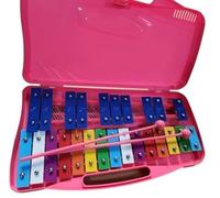 Xilófono Glockenspiel Metalófono 25 Tecche Metalliche Strumento,musicale di piastra di alluminio di 25 toni, percussionato a mano, con Custodia Amarillo,Metalófono Percussione Manuale