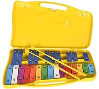 Xilófono Glockenspiel Metalófono 25 Tecche Metalliche Strumento,musicale di piastra di alluminio di 25 toni, percussionato a mano, con Custodia Amarillo,Metalófono Percussione Manuale