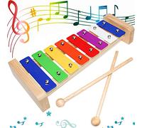 Xilofono Legno per Bambini 1 2 3 4 Anno e Oltre Strumenti Musicali Con Bacchette Metallofono Angel Glockenspiel Xilofono Professionale 8 Note Giocattoli Musicali (Colorati)