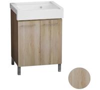 Xilon - Mobile Lavatoio Con Lavabo In Ceramica 2 Ante Olmo 60x50