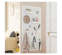 XILYZMO Pannello Perforato, Box Auto Magazzinaggio Cremagliera Pannello Forato, Metallo Pannello Organizzatore Parete, con Ganci Parete con Pannelli Forati Sistema Archiviazione (Colore : White, Tag