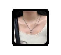 Ximdble Collana vintage con ciondolo a forma di stella a strati, girocollo aperto piccolo osso argento piccola catena punk palla gioielli per le donne