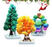 XIMEY 3 Albero Magico di Natale in Crescita, Albero di Cristallo Sakura e Pupazzo di Neve di Cristallo, Mini Albero di Natale Artificiale, Fai da Te in Carta Magica Albero, Novità Regalo per (Giallo)
