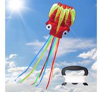 XIMEY Aquilone, 5.5m Polpo, Grande, Aquilone Professionale Adulti con Coda Lunga, Arcobaleno (Verde e nero) per Bambini 8 Anni