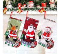 XIMEY Calza di Natale, 3 Pezzi Calza di Natale da Appendere, Calze Befana Vuote, Calza Natalizia, Calze Befana Vuote Piccole/Grandi, Natale Decorazioni per Caminetti, Scale, Alberi di Natale (MB)