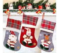 XIMEY Calza di Natale, 3 Pezzi Calza di Natale da Appendere, Calze Befana Vuote, Calza Natalizia, Calze Befana Vuote Piccole/Grandi, Natale Decorazioni per Caminetti, Scale, Alberi di Natale (L)