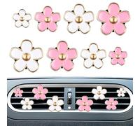 XIMEY Deodorante per Auto, 8 Pezzi Clips per Deodorante per Auto, Profumo Clip con Fiore di Margherita Decorazione per Auto, Clip per Presa d'Aria Decorazione (Bianco, Rosa)