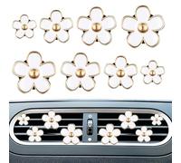 XIMEY Deodorante per Auto, 8 Pezzi Clips per Deodorante per Auto, Profumo Clip con Fiore di Margherita Decorazione per Auto, Clip per Presa d'Aria Decorazione (Bianco)