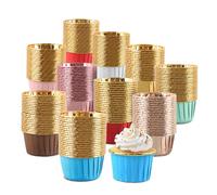 XIMEY Pirottini per Muffin Carta, Pirottini Muffin, Cupcake 200 Pezzi, Cupcake Liners per Cottura, Dolci, Feste, Natale e Compleanni, Dimensioni Standard (Tinta unita) (Oro)
