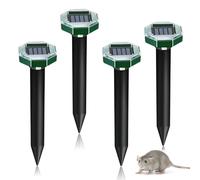 XIMEY Spaventapasta per talpe a energia solare, 4 pezzi di dissuasore per arvicole, scacciare talpe, repellente per topi a ultrasuoni, scoiattoli e topi da giardini e campi (ottagono)