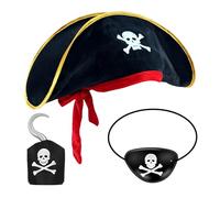 Ximinwzm Cappello da pirata, benda da pirata, cappello da pirata per adulti, accessorio per costume da capitano di Halloween, cappello da pirata, accessori per feste a tema, accessori cosmetici (3)