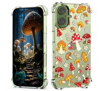 XIMIZU Custodia trasparente per iPhone 17 con funghi dal design carino per ragazze, morbida e sottile, antiurto, custodia protettiva per telefono per iPhone 17 da donna
