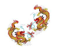 Ximkee, 1 paio di toppe a forma di drago cinese dorato volante, da applicare con ferro da stiro