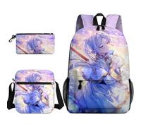 Ximman 3 pz Anime Frieren Zaino Cartone animato 3D Felce Borsa a tracolla con astuccio übel Borsa a tracolla Forniture scolastiche per ragazzi, Tipo 2, 30*13*40cm, Zaini