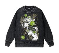 Ximman JJBA Felpa anime Giorno Giovanna retrò lavata nera felpa Kakyōin Noriaki/Jotaro pullover nero girocollo casual top anime top per uomo e donna, Tipo 6., L