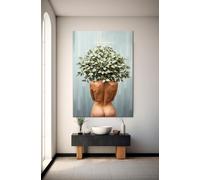 XINBAO Albero dei soldi con foglie fatte di denaro e donna, arte su tela, crescita della ricchezza astratta, decorazione murale moderna, poster e stampe (80x110 cm/senza cornice)