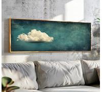 XINBAO Arte murale vintage con nuvole, quadri su tela panoramici minimalisti, stampa orizzontale di nuvole, grande arte con nuvole, decorazione sopra il letto 40x120 cm con cornice