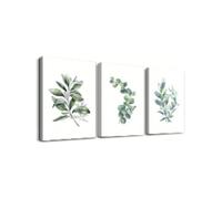 XINBAO Decorazione murale su tela di grandi dimensioni per soggiorno, camera da letto, foglie verdi, pittura murale, quadri da cucina, decorazione murale per camera, pittura 70x90cmx3 con cornice