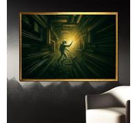 XINBAO 'Event Horizon Labyrinth' esplora l'isolamento e il mistero in un surreale labirinto cosmico. Decorazione per la casa. Dipinto su tela. Arte murale (40x60 cm/cornice interna).