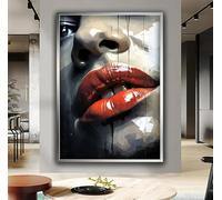 XINBAO Foto artistica su tela con labbra rosse sexy, poster da parete di donne, pittura su tela, pittura per camera da letto, quadri su tela 30x45 cm senza cornice