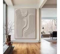 XINBAO Grande dipinto con texture 3D beige, dipinto astratto in gesso beige su stampe su tela, arte murale, decorazione murale moderna minimalista beige, 40x60 cm, senza cornice