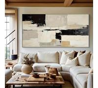 XINBAO Grande poster su tela astratto minimalista, soggiorno, design orizzontale con pennellate decise, toni neutri, 30x60 cm senza cornice