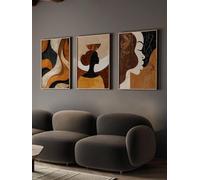 XINBAO Poster su tela africana, stampe di linee curve, immagini geometriche, stampe artistiche testurizzate, quadri astratti da parete, 70x90cmx3 con cornice